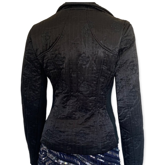 GUESS Vintage Jacket Black fine Quilted Feather lined Size 10 - Picture 4 of 4